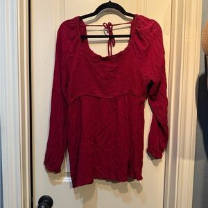 Sonoma Women's Burgundy Long Sleeve Blouse